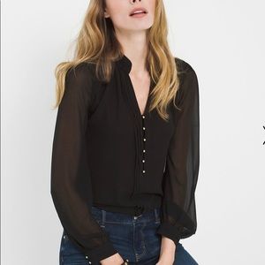 White House Black Market Sheer Sleeve Woven Top